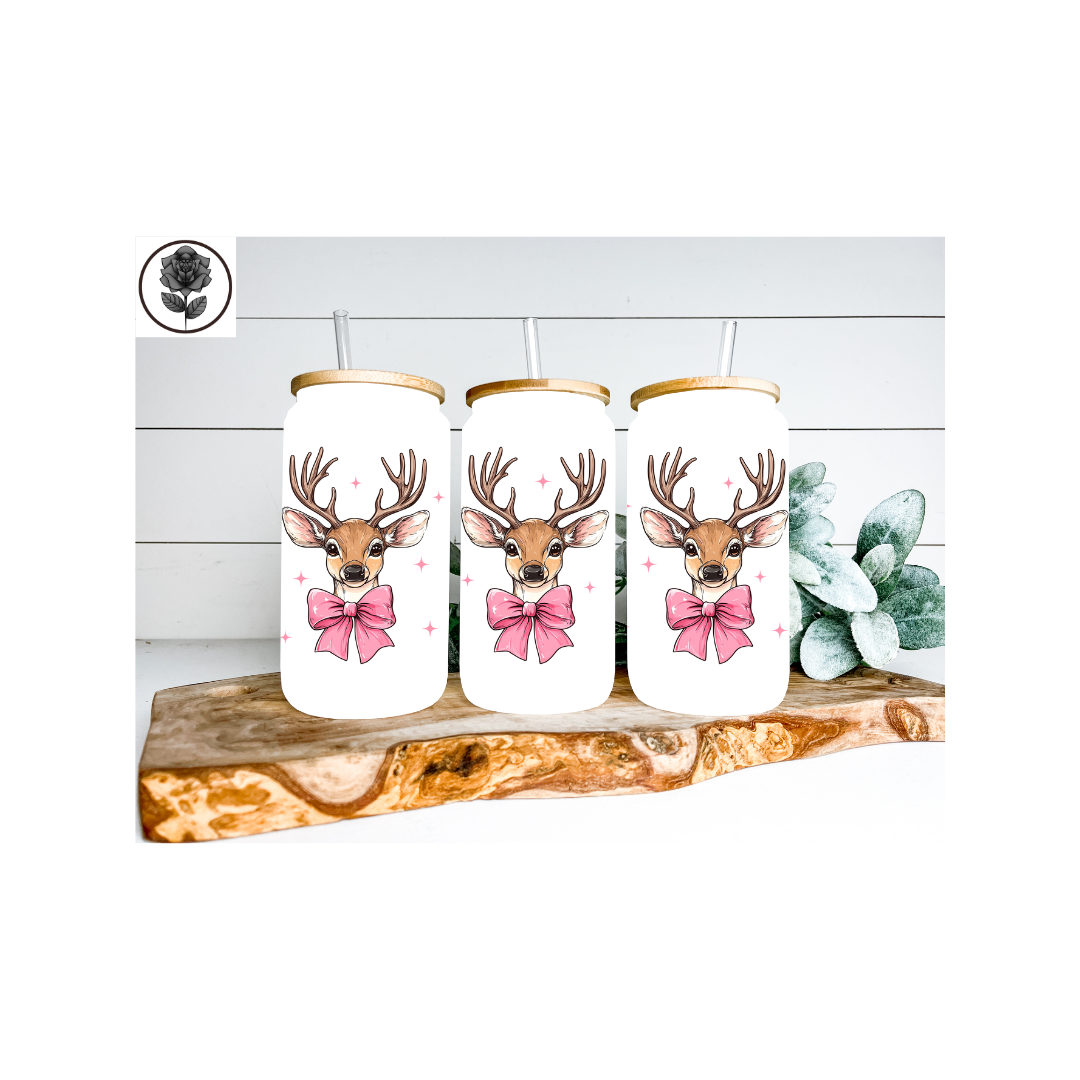 Christmas Pink Glass Cup Several Design Options