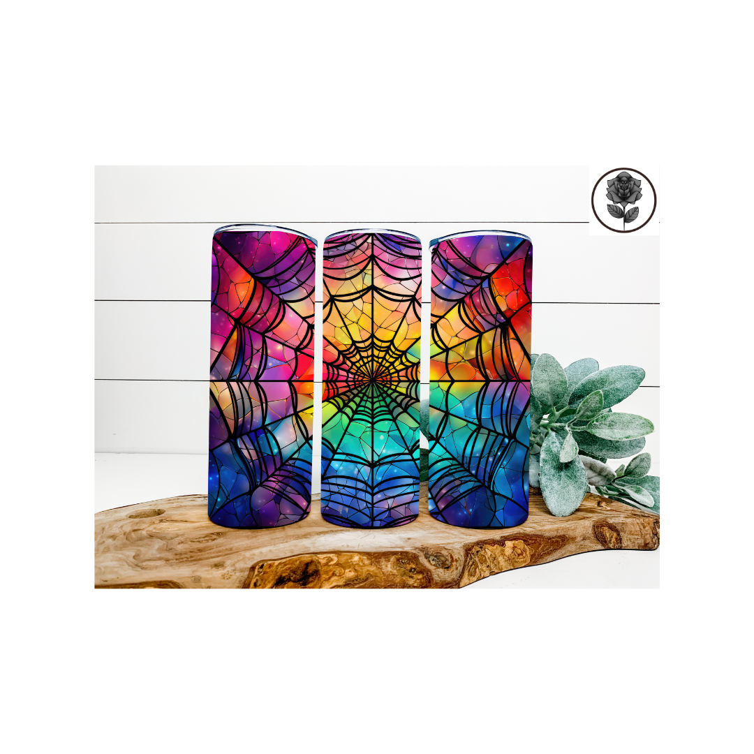 Stained Glass Spiderweb Tumbler