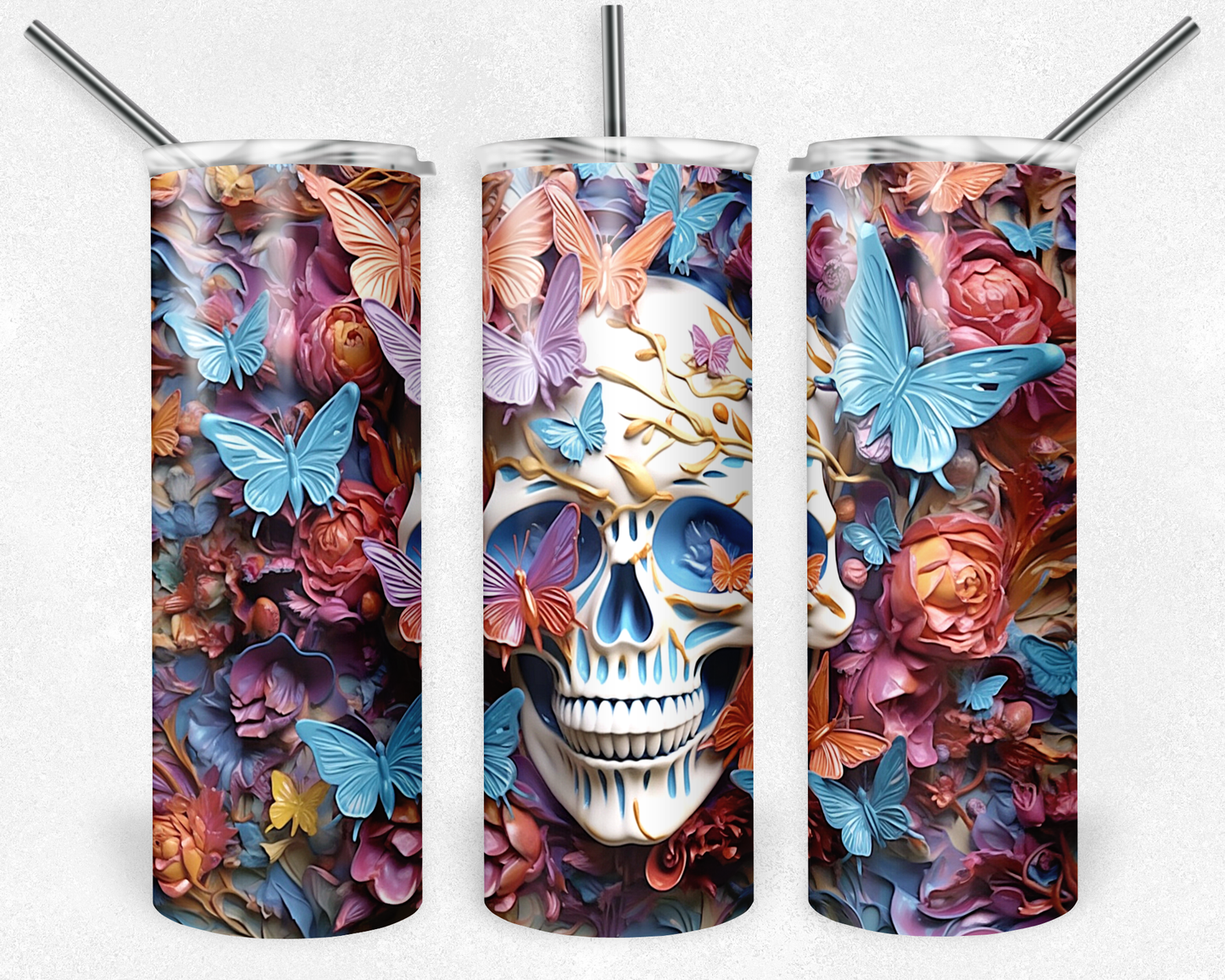 Skull Butterflies Tumbler