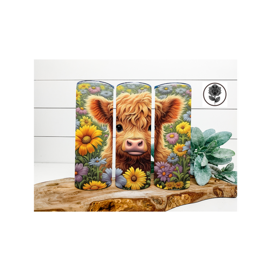 Baby Cow Spring Flowers Tumbler