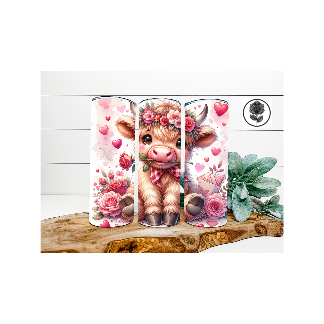 Valentine Baby Cow Roses Tumbler