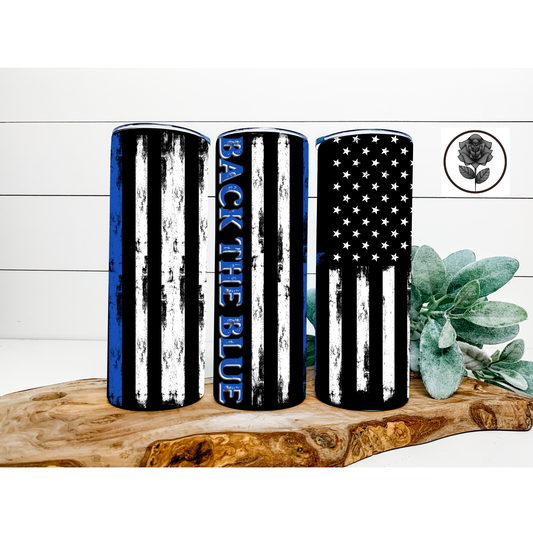 Back the Blue Flag Police Tumbler