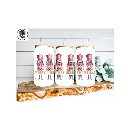 Christmas Pink Glass Cup Several Design Options