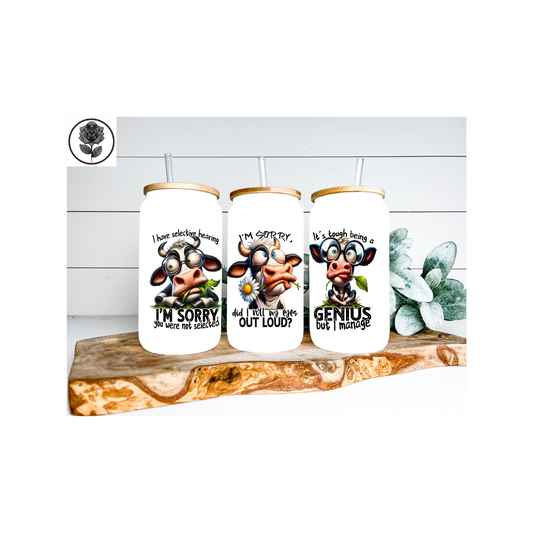 Funny Cows Glass Cup
