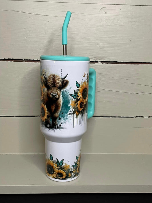 Highland Cow Sunflowers 40oz