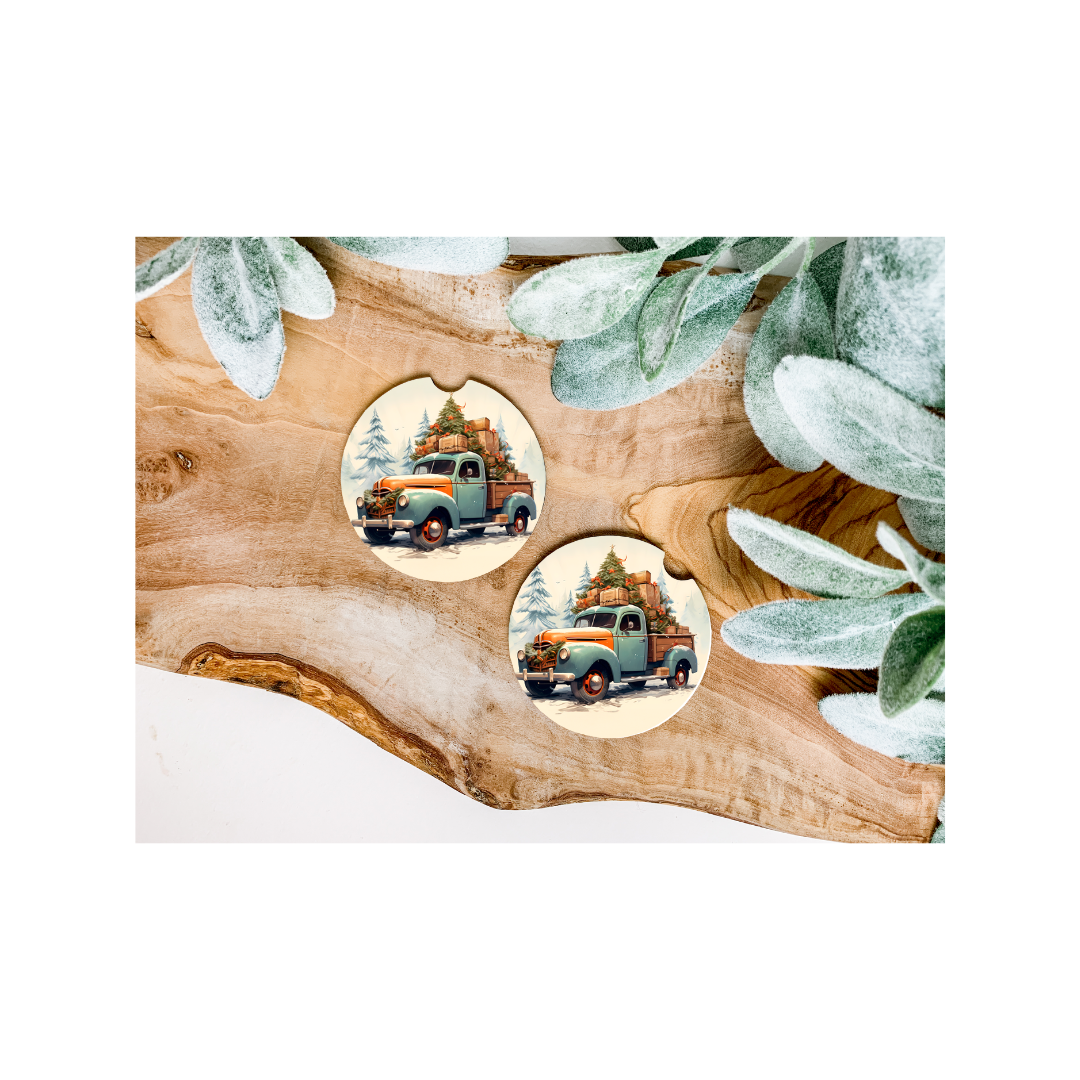 Holiday Trucks Car Coasters - Several Style Options