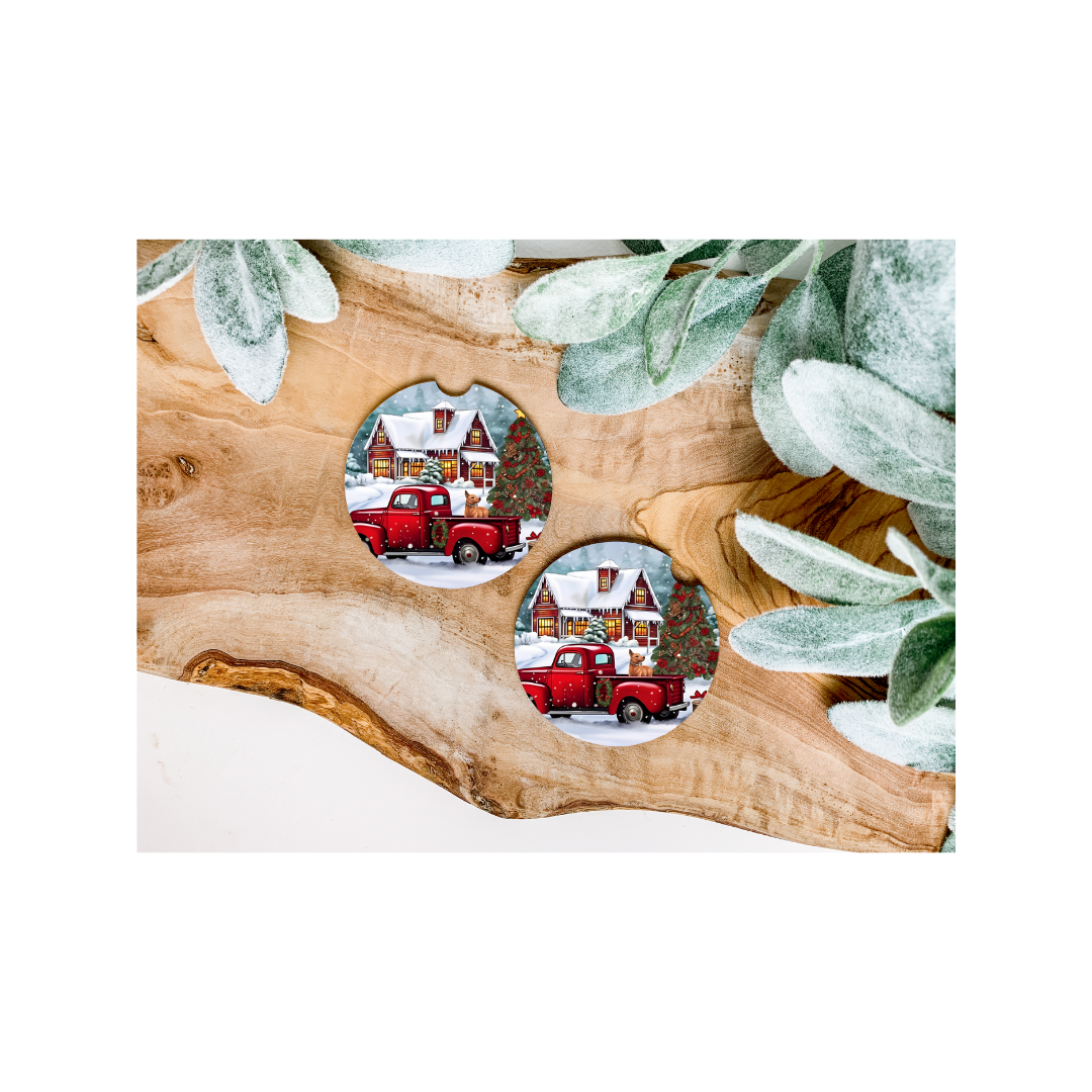 Holiday Trucks Car Coasters - Several Style Options