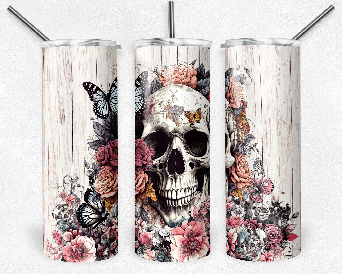 Skull Floral Tumbler