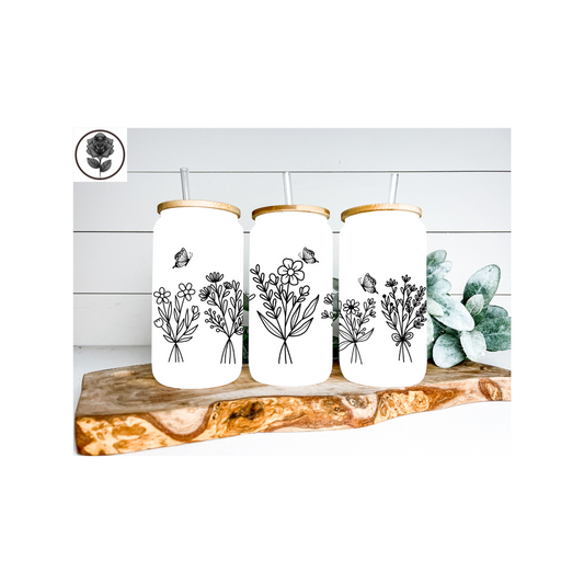 Wildflower Bunches Glass Cup